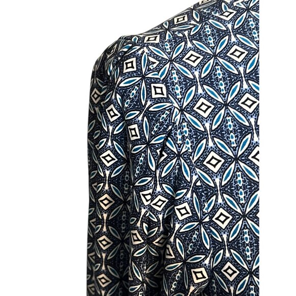 Vince Camuto blue patterned jersey sheath dress with balloon sleeve 2 NWT - Picture 6 of 13